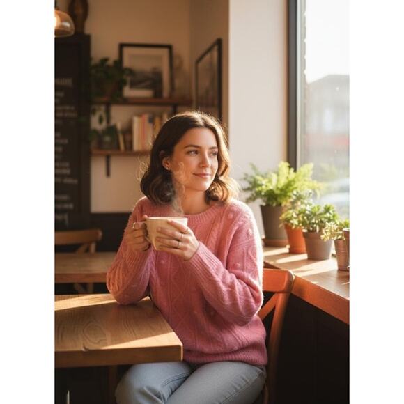 Old Navy Festive Craft Bright Pink Wool Blend Pullover Sweater Size Small Tall - Picture 1 of 8